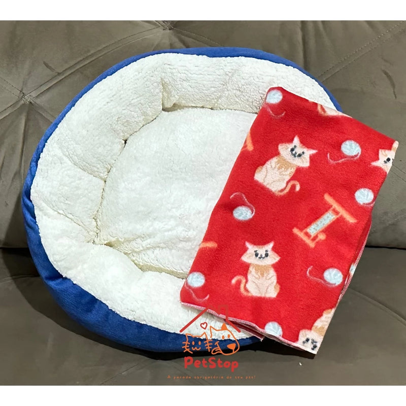 Kit Caminha sherpa + Mantinha pet diversas cores cachorro gato 50x50cm cama pet manta